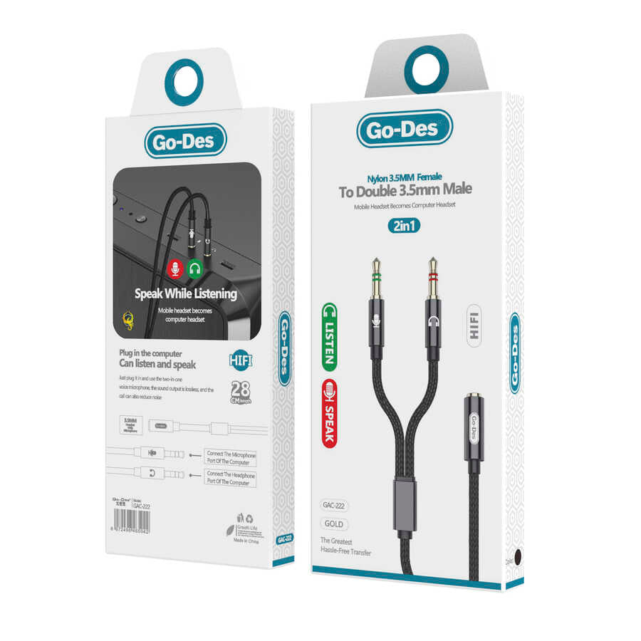 Go-Des GAC-222 Mikrofonlu Kulaklık Dönüştürücü - 3 Go-Des GAC-222 Mikrofonlu Kulaklık Dönüştürücü - 3